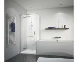 Verkürzte Seitenwand für Drehtür Breuer Panorama 900x1750 mm Echtglas Klar hell chromoptik