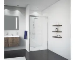 Schiebetür für Nische Breuer Panorama 1400x2000 mm Anschlag rechts Dekorglas Grau chromoptik