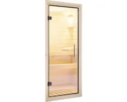 Sauna Türelement Karibu für38/40 mm Saunen mit Ganzglastüre aus Klarglas 175x65,6x0,8 cm