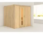 Hornbach Plug & Play Sauna Karibu Maria ohne Ofen und Dachkranz mit Holztüre und Isolierglas wärmegedämmt