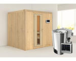 Hornbach Plug & Play Sauna Karibu Maria inkl. 3,6 kW Bio Ofen u.ext.Steuerung ohne Dachkranz mit Holztüre aus Isolierglas wärmegedämmt