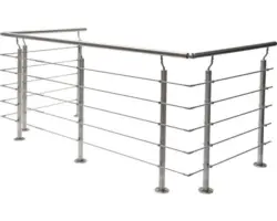 Pertura Geländer-Komplettset Hestia U-Form Edelstahl mit Rundstäbenfür Bodenmontage B: 10 m