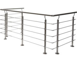 Pertura Geländer-Komplettset Hestia U-Form Edelstahl mit Rundstäbenfür Bodenmontage B: 12 m