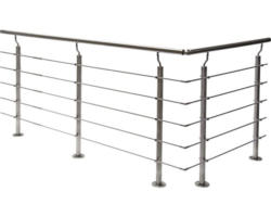 Pertura Geländer-Komplettset Hestia L-Form Edelstahl mit Rundstäbenfür Bodenmontage B: 9 m