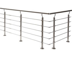 Pertura Geländer-Komplettset Hestia L-Form Edelstahl mit Rundstäbenfür Bodenmontage B: 7 m