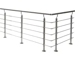 Pertura Geländer-Komplettset Hestia L-Form Edelstahl mit Rundstäbenfür Bodenmontage B: 5 m