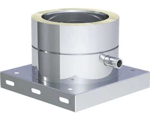 Grundplatte Jeremias DW-ECO für doppelwandiges Abgassystem mit seitlichem Ablauf Ø150mm