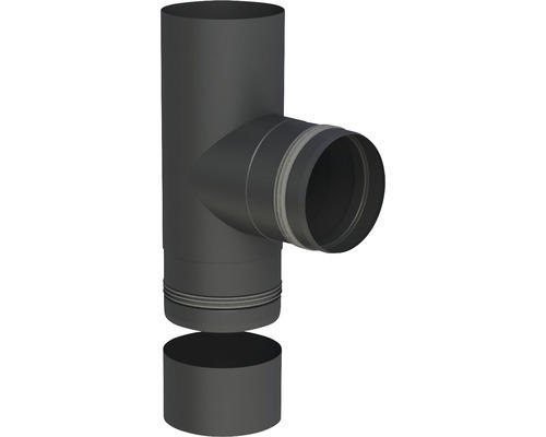 Pellet-Ofenrohr-T-Stück Jeremias Pellet-Line Ø 80mm schwarz mit Einzug und Kondensatschale