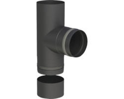 Pellet-Ofenrohr-T-Stück Jeremias Pellet-Line Ø 100mm schwarz mit Einzug und Kondensatschale