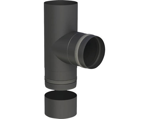 Pellet-Ofenrohr-T-Stück Jeremias Pellet-Line Ø 100mm schwarz mit Einzug und Kondensatschale