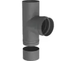 Hornbach Pellet-Ofenrohr-T-Stück Jeremias Pellet-Line Ø 100mm grau mit Muffe und Kondensatschale