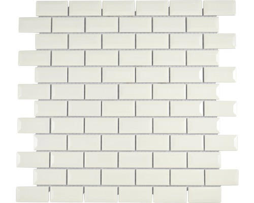 Keramikmosaik Brick Bond Diamond 30,0x30,0 cm elfenbein