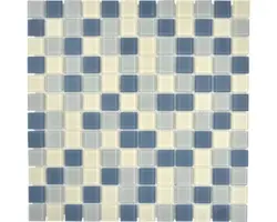 Glasmosaik Crystal CM 4SE1M 30,0x30,0 cm weiß silber grau