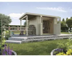 Gartenhaus weka 321 Gr.2 mit Fußboden und Schleppdach 414 x 250 cm natur