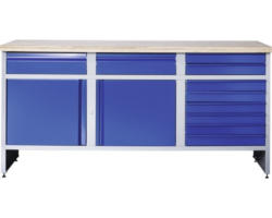 Werkbank Industrial B 6.2 1770 x 880 x 700 mm 2 Türen 10 Schubladen grau/blau
