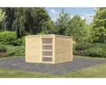 Hornbach Gartenhaus Karibu Carlson 2 mit selbstklebender Dachfolie 276 x 276 cm natur