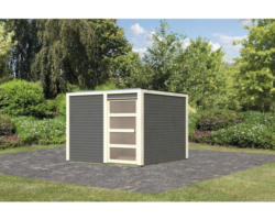 Gartenhaus Karibu Carlson 2 mit selbstklebender Dachfolie 276 x 276 cm terragrau