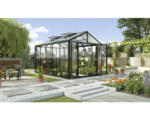 Hornbach Gewächshaus Vitavia Zeus Comfort 10000 Einscheibensicherheitsglas/ Hohlkammerplatten mit Bodenprofil 258,4x390,8 cm schwarz
