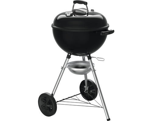 Holzkohlegriller Weber Kettle E-4710 schwarz mit Ø 47 cm Grillfläche, One-Touch Reinigungssystem, Deckelthermometer, Grillrost, Brikettportionierer, Grillbesteckhalter,Holzkohlehalter und Aschekasten