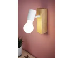 Wandleuchte Townshend 3 E27 72x50x165 mm IP20 weiß/braun