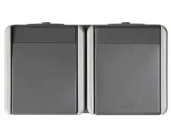 Kombination Steckdose/Lichtschalter TEM FR/AP waagrecht