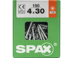 Spax Universalschraube Senkkopf Stahl gehärtet T 20, Holz-Teilgewinde 4x30 mm, 150 Stück