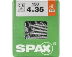 Spax Universalschraube Senkkopf Stahl gehärtet T 20, Holz-Teilgewinde 4x35 mm, 150 Stück