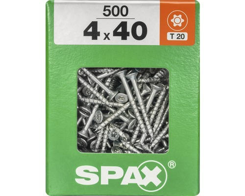 Spax Universalschraube Senkkopf Stahl gehärtet T 20, Holz-Teilgewinde 4x40 mm, 500 Stück