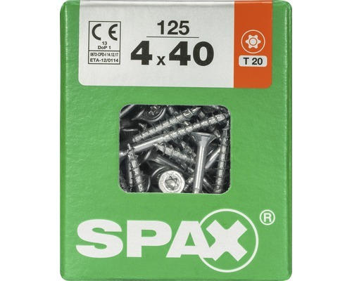 Spax Universalschraube Senkkopf Stahl gehärtet T 20, Holz-Teilgewinde 4x40 mm, 125 Stück