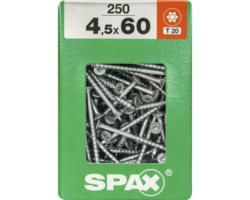 Spax Universalschraube Senkkopf Stahl gehärtet T 20, Holz-Teilgewinde 4,5x60 mm, 250 Stück