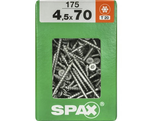 Spax Universalschraube Senkkopf Stahl gehärtet T 20, Holz-Teilgewinde 4,5x70 mm, 175 Stück