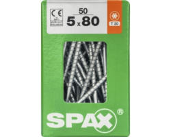 Spax Universalschraube Senkkopf Stahl gehärtet T 20, Holz-Teilgewinde 5x80 mm, 50 Stück