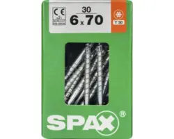 Spax Universalschraube Senkkopf Stahl gehärtet T 30, Holz-Teilgewinde 6x70 mm, 30 Stück