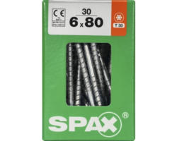 Spax Universalschraube Senkkopf Stahl gehärtet T 30, Holz-Teilgewinde 6x80 mm, 30 Stück