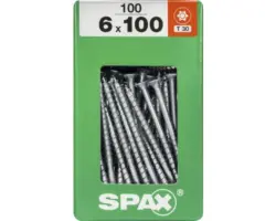Spax Universalschraube Senkkopf Stahl gehärtet T 30, Holz-Teilgewinde 6x100 mm, 100 Stück