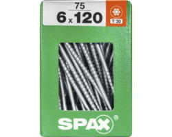 Spax Universalschraube Senkkopf Stahl gehärtet T 30, Holz-Teilgewinde 6x120 mm, 75 Stück