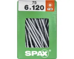 Spax Universalschraube Senkkopf Stahl gehärtet T 30, Holz-Teilgewinde 6x120 mm, 75 Stück