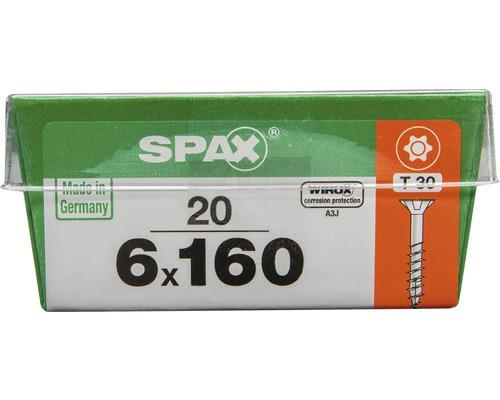 Spax Universalschraube Senkkopf T 30, Teil-Holzgewinde, 6x160 mm, 20 Stück