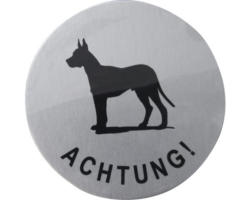 Türschild "Achtung Hund" Edelstahl rund 75 mm