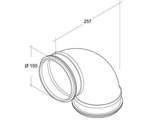 Wickelfalzrohr-Rundbogen Ø 150 mm 90°