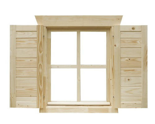 Fensterläden SKAN HOLZ für 28 mm Blockbohlenhaus 1 Paar, 57,5 x 70,5 cm natur