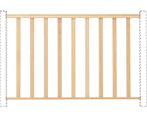 Brüstungsgeländer Buche roh mit Vierkant-Geländerstäben gerade L:150 cm