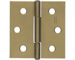 Scharnier quadratisch mit vernietetem Messingstift, 64 x 62 mm, Messing