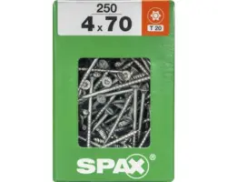 Spax Universalschraube Senkkopf Stahl gehärtet T 20, Holz-Teilgewinde 4x70 mm, 250 Stück