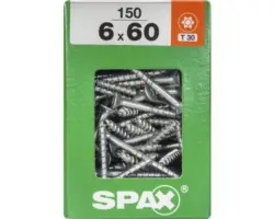 Spax Universalschraube Senkkopf Stahl gehärtet T 30, Holz-Teilgewinde 6x60 mm, 150 Stück