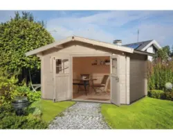 Blockbohlenhaus weka mit Fußboden 380 x 380 cm natur