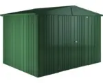Hornbach Gartenhaus Biohort Europa inkl. Dachrinne Regale Set Lüftung 296 x 224 cm dunkelgrün