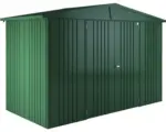 Hornbach Gartenhaus Biohort Europa inkl. Dachrinne Regale Set Lüftung 296 x 152 cm dunkelgrün