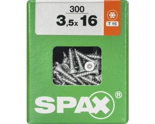 Spax Universalschraube Senkkopf Stahl gehärtet T 15, Holz-Vollgewinde 3,5x16 mm, 300 Stück