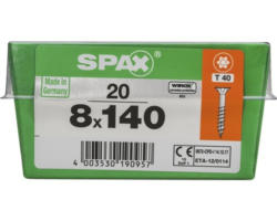 Spax Universalschraube Senkkopf Stahl gehärtet T 40, Holz-Teilgewinde 8x140 mm, 20 Stück